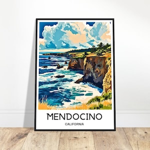 Mendocino Travel Print Mendocino Poster American Art Print California Lover Gift Wall Hanging Art Home Office Decor Mendocino Illustration