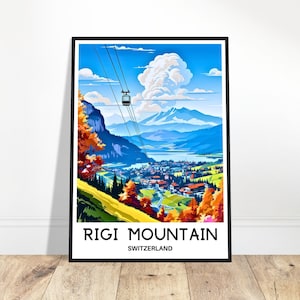 Rigi Mountain Travel Print Rigi Mountain Poster Swiss Art Print Switzerland Lover Gift Wall Hanging Home Office Desk Decor Rigi Illustration