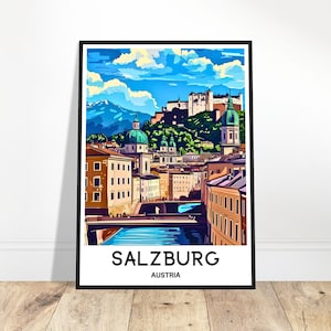 Salzburg Travel Print Salzburg Poster Austrian Art Print Austria Lover Gift Wall Hanging Art Home Office Decor Salzburg City Illustration