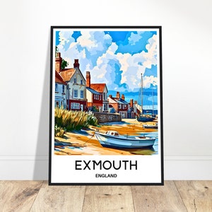 Exmouth Travel Print Exmouth Poster English Art Print England Lover Gift Wall Hanging Art Exmouth Town Illustration Home Office Decor