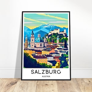 Salzburg Travel Print Salzburg Poster Austrian Art Print Austria Lover Gift Wall Hanging Art Home Office Decor Salzburg City Illustration