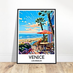 Venice Travel Print Venice Poster American Art Print Los Angeles Lover Gift Wall Hanging Home Office Decor Venice Beach Illustration