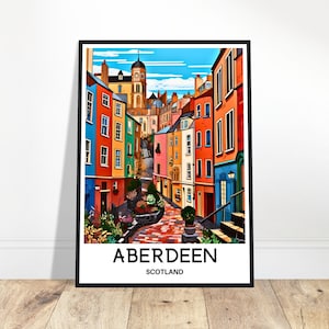 Aberdeen Travel Print Aberdeen Poster Scottish Art Print Scotland Lover Gift Wall Hanging Art Aberdeen City Illustration Home Office Decor