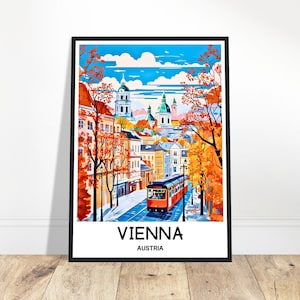 Wien Travel Print Österreich Poster Österreichischer Kunstdruck Reisegeschenk für Austria Lover Wien Stadt Wand Kunst Austria Home Office Schreibtisch Dekor