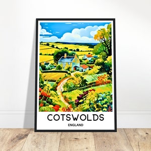 Cotswolds Reise-Druck Cotswolds Poster Englisch Kunstdruck England Liebhaber Geschenk Wandbehang Kunst Cotswolds Illustration Home Office Schreibtisch Dekor
