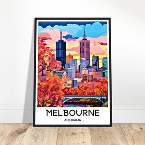 Melbourne Travel Print Melbourne Poster Australian Art Print Australia Lover Gift Wall Hanging Port Melbourne City Illustration Home Decor
