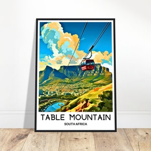 Table Mountain Travel Print Table Mountain Poster South African Art Print South Africa Lover Gift Wall Hanging Art Illustration Home Decor