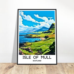 Isle of Mull Travel Print Isle of Mull Poster Scottish Art Print Scotland Lover Gift Wall Hanging Home Decor Isle of Mull Illustration