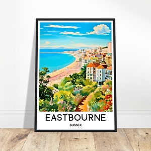 Eastbourne Travel Print Eastbourne Poster English Art Print England Lover Gift Wall Hanging Art Illustration Sussex Home Office Decor
