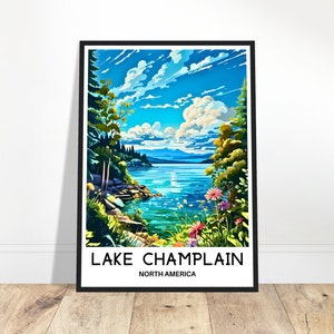 Lake Champlain Travel Print Lake Champlain Poster American Art Print North America Lover Gift Wall Hanging Art Illustration Home Decor