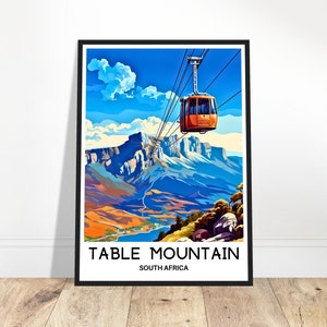 Table Mountain Travel Print Table Mountain Poster South African Art Print South Africa Lover Gift Wall Hanging Art Illustration Home Decor