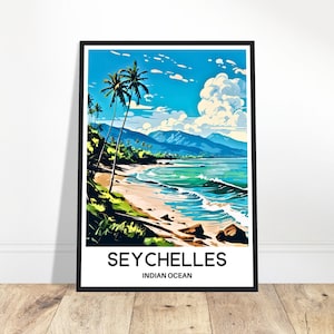 Seychelles Travel Print Seychelles Poster African Art Print Seychelles Lover Gift Wall Hanging Home Decor Indian Ocean Island Illustration