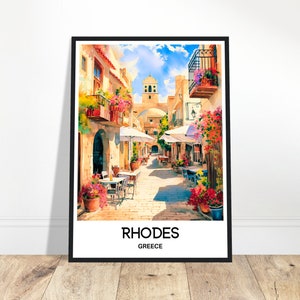 Rhodes Watercolor Print Rhodes Travel Poster Greek Art Print Greece Lover Gift Rhodes Island Watercolour Painting Illustration Home Decor