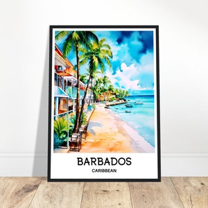Barbados Watercolor Print Barbados Travel Poster Caribbean Art Print Caribbean Lover Gift Barbados Island Watercolour Painting Illustration