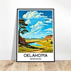 Oklahoma Travel Print Oklahoma Poster American Art Print Oklahoma Lover Gift Wall Hanging Art Illustration Home Office Decor