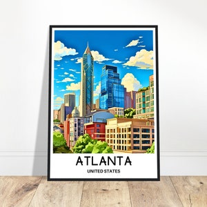 Atlanta Travel Print Atlanta Poster American Art Print Georgia Lover Gift Wall Hanging Home Office Decor Atlanta City Illustration
