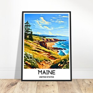 Maine Travel Print Maine Travel Poster American Art Print Maine Lover Gift Wall Hanging Art  Home Office Desk Decor Maine Illustration