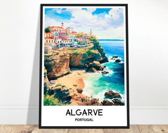 Algarve Watercolor Print Algarve Travel Poster Portuguese Art Print Portugal Lover Gift Algarve Watercolour Painting Illustration