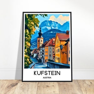 Kufstein Reise-Druck Kufstein Poster Österreichischer Kunstdruck Reisegeschenk für Österreich-Liebhaber Kufstein Stadt Wand Kunst Home Office Schreibtisch Dekor