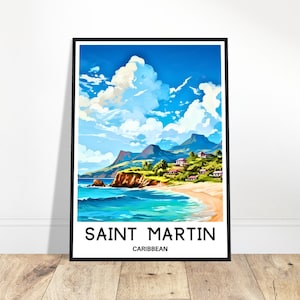 Impresión de acuarela de San Martín Póster de viaje de San Martín Impresión de arte caribeño Regalo para amantes del Caribe Pintura de la isla de San Martín Ilustración