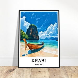Krabi Travel Print Krabi Poster Thailandese Art Print Thailand Lover Gift Wall Hanging Art Home Office Room Decor Krabi Illustration