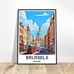 Brussel reizen print Brussel poster Belgische kunst print België minnaar cadeau muur hangende kunst kantoor aan huis decor Brussel stad illustratie
