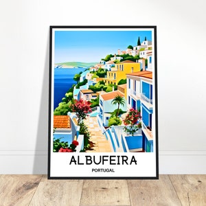 Albufeira Travel Print Albufeira Poster Portuguese Art Print Portugal Lover Gift Wall Hanging Art Home Office Decor Albufeira Illustration