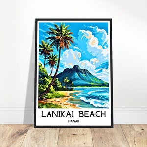Lanikai Beach Travel Print Lanikai Beach Poster Hawaiian Art Print Hawaii Lover Gift Wall Hanging Art Lanikai Beach Illustration Home Decor