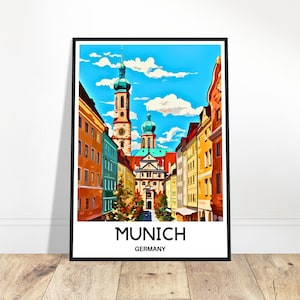Munich Travel Print Munich Poster German Art Print Germany Lover Gift Wall Hanging Art Home Office Decor Munich City Illustration