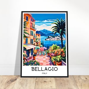 Bellagio Reise-Druck Bellagio Poster Italienischer Kunstdruck Italien Liebhaber Geschenk Wandbehang Kunst Home Office Schreibtisch Dekor Bellagio Illustration