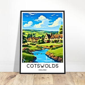Cotswolds Reise-Druck Cotswolds Poster Englisch Kunstdruck England Liebhaber Geschenk Wandbehang Kunst Cotswolds Illustration Home Office Schreibtisch Dekor