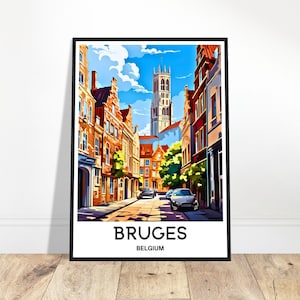 Brügge Reise-Druck Brügge Poster Belgischer Kunstdruck Belgien Liebhaber Geschenk Wandbehang Kunst Home Office Schreibtisch Dekor Brügge Stadt Illustration