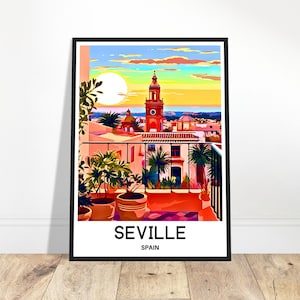 Seville Travel Print Seville Travel Poster Spanish Art Print Spain Lover Gift Wall Hanging Art Home Office Desk Decor Seville Illustration
