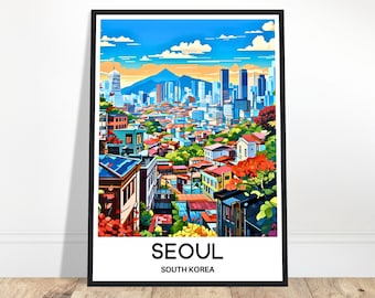Seoul Travel Print Seoul Poster Korean Art Print South Korea Lover Gift Wall Hanging Art Home Office Decor Seoul City Illustration