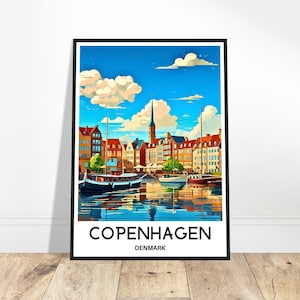 Kopenhagen Reise-Druck Kopenhagen Poster Dänemark Kunstdruck Dänemark Liebhaber Geschenk Wandbehang Kunst Illustration Home Office Zimmer Schreibtisch Dekor