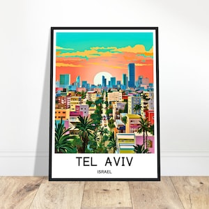 Tel Aviv Travel Print Tel Aviv Poster Jewish Art Print Israel Lover Gift Wall Hanging Art Home Office Decor Tel Aviv City Illustration