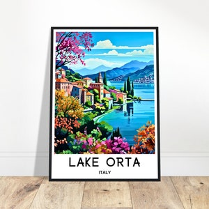 Lake Orta Travel Print Lake Orta Poster Italian Art Print Italy Lover Gift Wall Hanging Art Home Office Decor Lake Orta Illustration