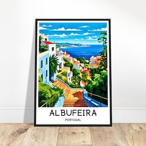 Albufeira Travel Print Albufeira Poster Portuguese Art Print Portugal Lover Gift Wall Hanging Art Home Office Decor Albufeira Illustration