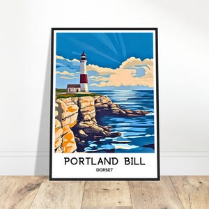 Portland Bill Travel Print Portland Bill Lighthouse Poster English Art Print England Lover Gift Wall Hanging Art Dorset Illustration