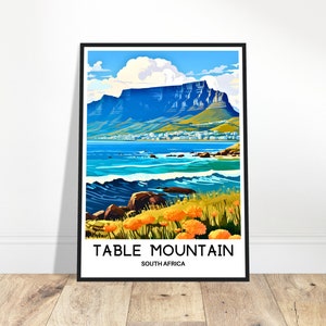 Table Mountain Travel Print Table Mountain Poster South African Art Print South Africa Lover Gift Wall Hanging Art Illustration Home Decor