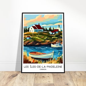 Les Iles De La Madeleine Travel Print Poster Canadian Art Print Canada Lover Gift Wall Hanging Home Room Decor Magdalen Islands Illustration