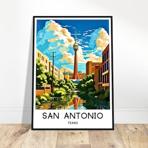San Antonio Travel Print San Antonio Poster American Art Print Texas Lover Gift Wall Hanging Art San Antonio City Illustration Home Decor