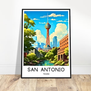 San Antonio Travel Print San Antonio Poster American Art Print Texas Lover Gift Wall Hanging Art San Antonio City Illustration Home Decor