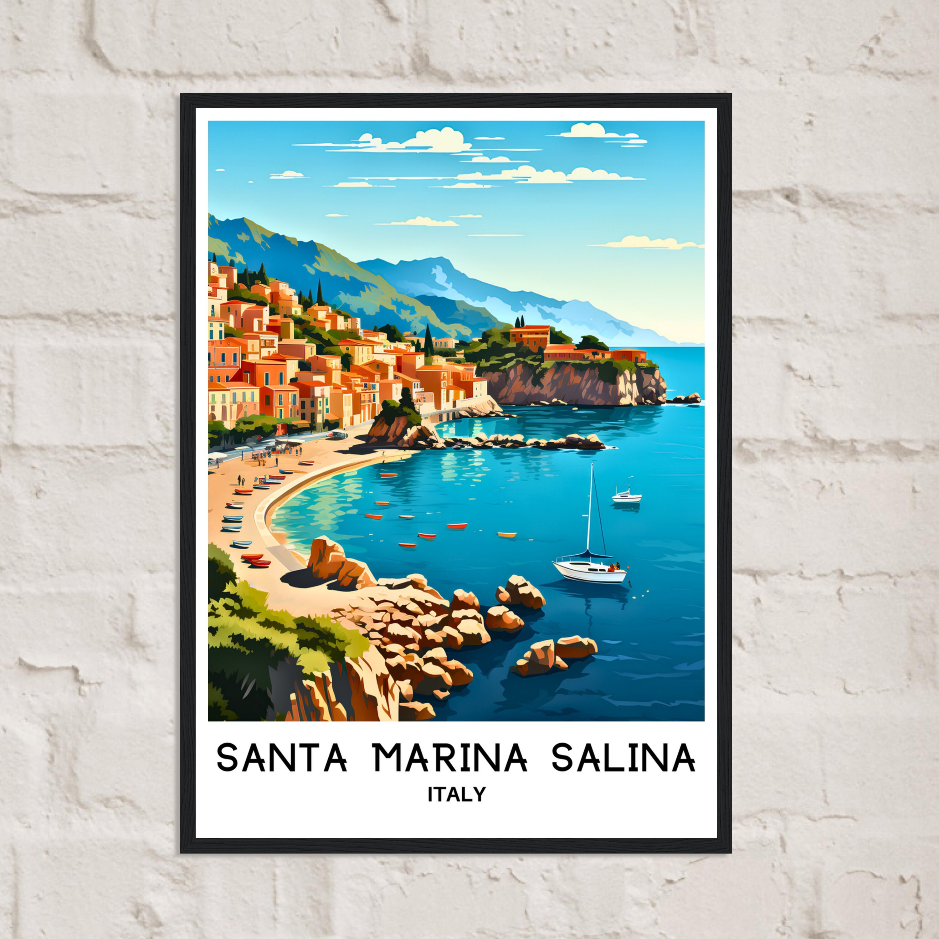 Santa Marina Salina Travel Print Poster Italian Art Print Italy