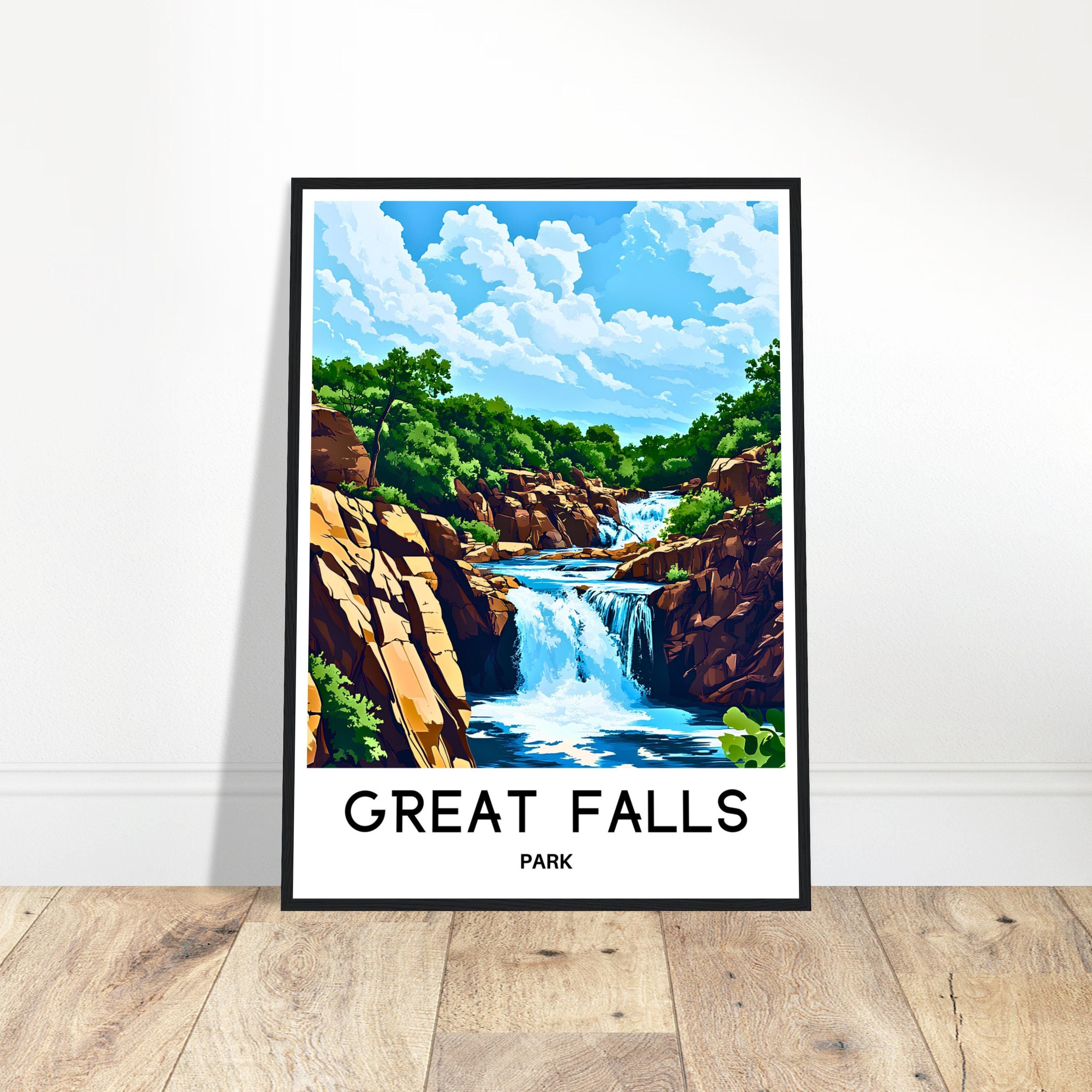 Great Falls Park Travel Print Poster National Park American Art