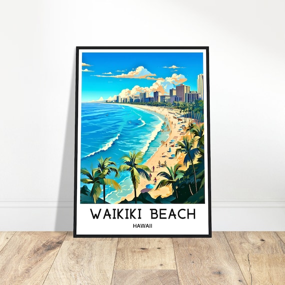 Waikiki Beach Travel Print Waikiki Beach Poster American Art Print