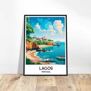 Lagos reizen print Lagos poster Portugese kunst print Portugal minnaar cadeau muur hangende kunst kantoor aan huis decor Lagos stad illustratie