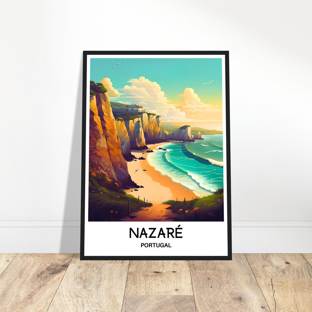 Nazare Travel Print Nazare Poster Portuguese Art Print Portugal Lover