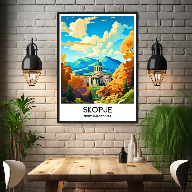 Skopje Travel Print Skopje Poster Macedonian Art Print North Macedonia