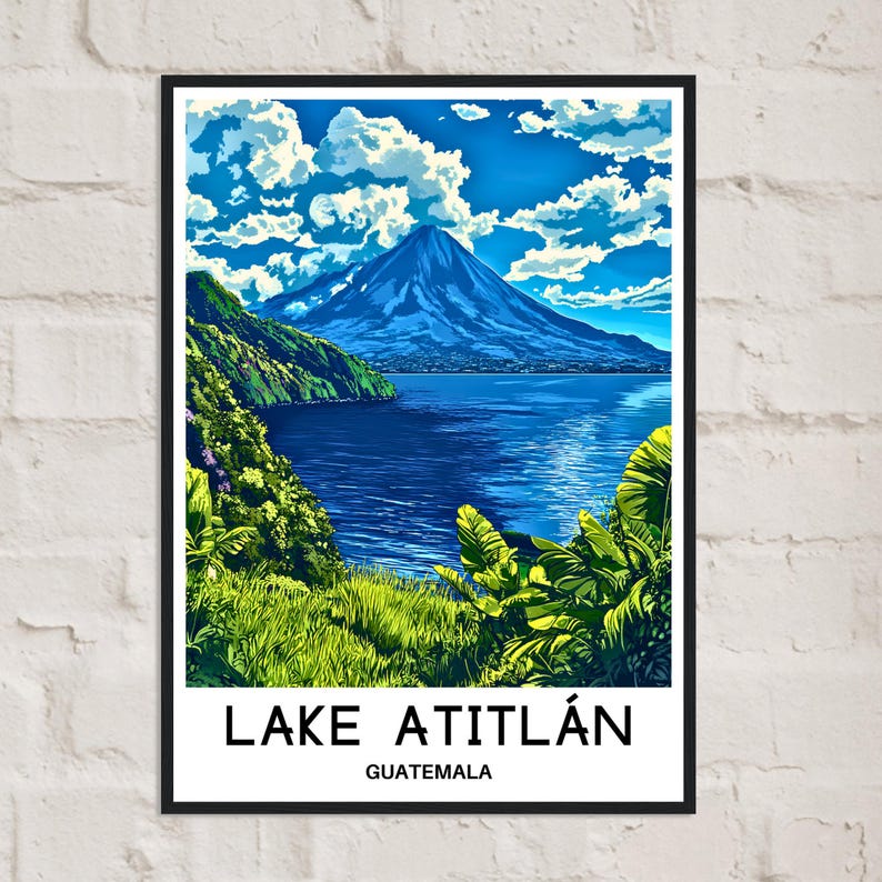 Lake Atitlan Travel Print Lake Atitlan Poster Central America Lover